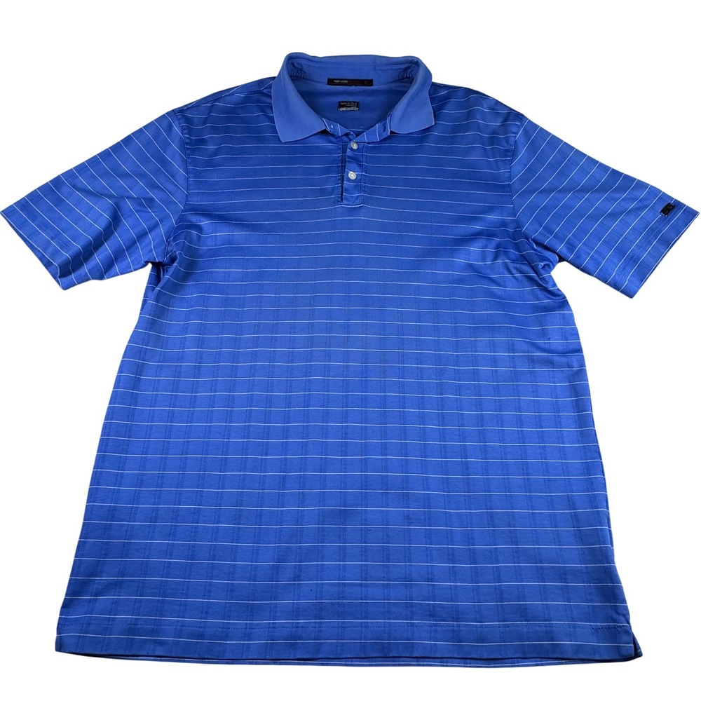 Nike Tiger Woods Collection Golf Polo Shirt Mens‎ Large Blue Striped